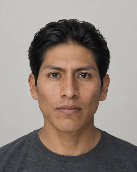 Retrato de ejemplo de rostro diamante: pómulos anchos, con la frente y el mentón más estrechos.