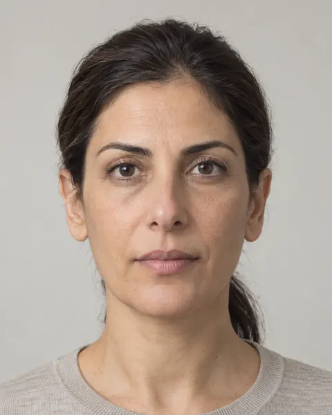 Example: a woman in her forties, front view, the first of the scan's angles.